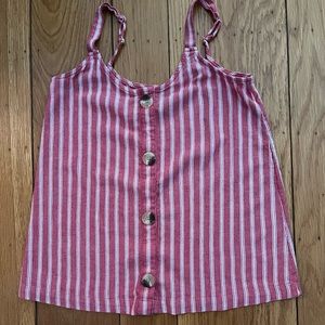 Arizona Jean Co Striped Sleeveless Tank Top Faux Front Buttons Womens X Small